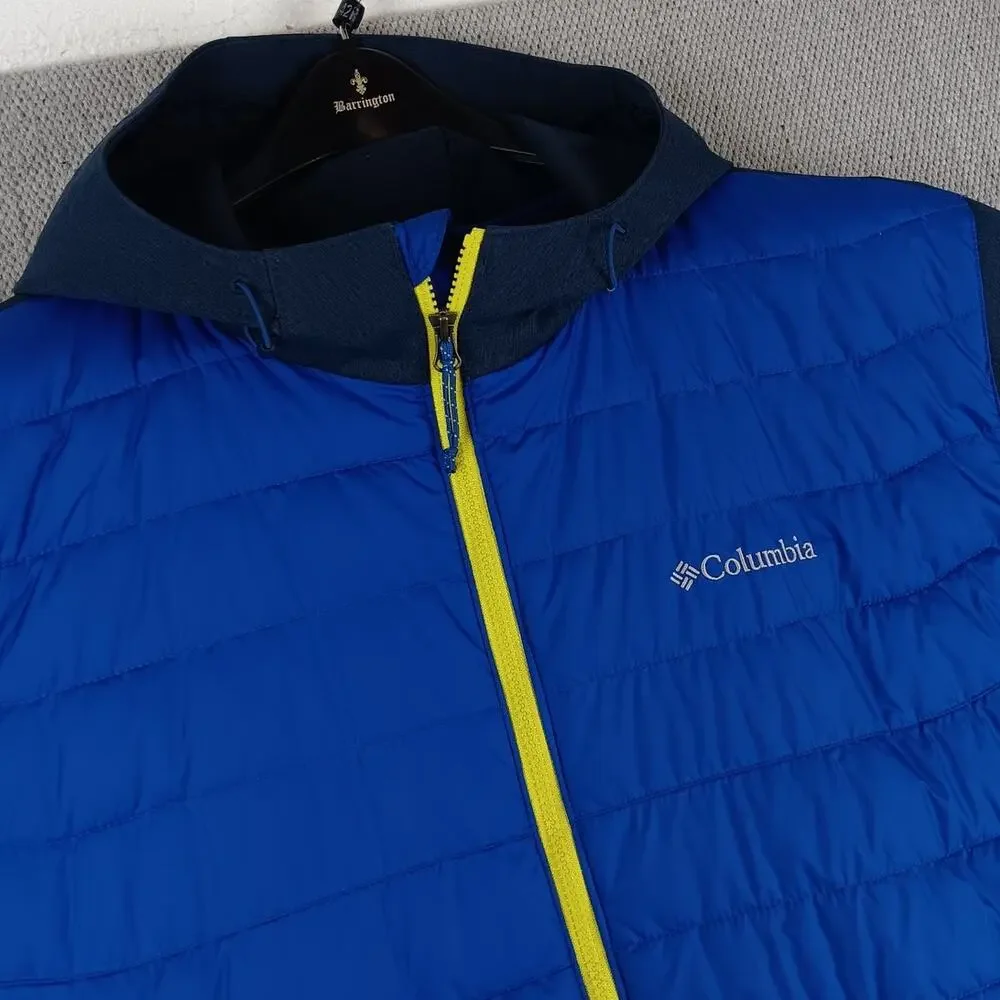 Columbia Oyanta Trail Hybrid Hooded Puffer Jacket Mens‎ XXL Blue Therma Coil Zip